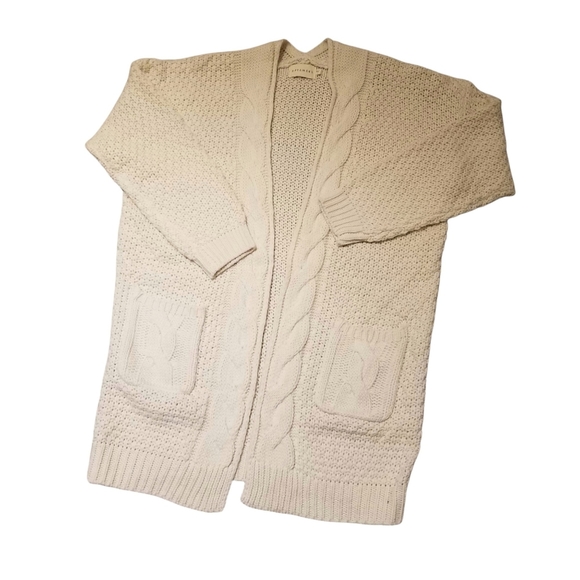 Dreamers Open Front Cream Cardigan  With Big Front Pockets Size Large - Picture 1 of 6